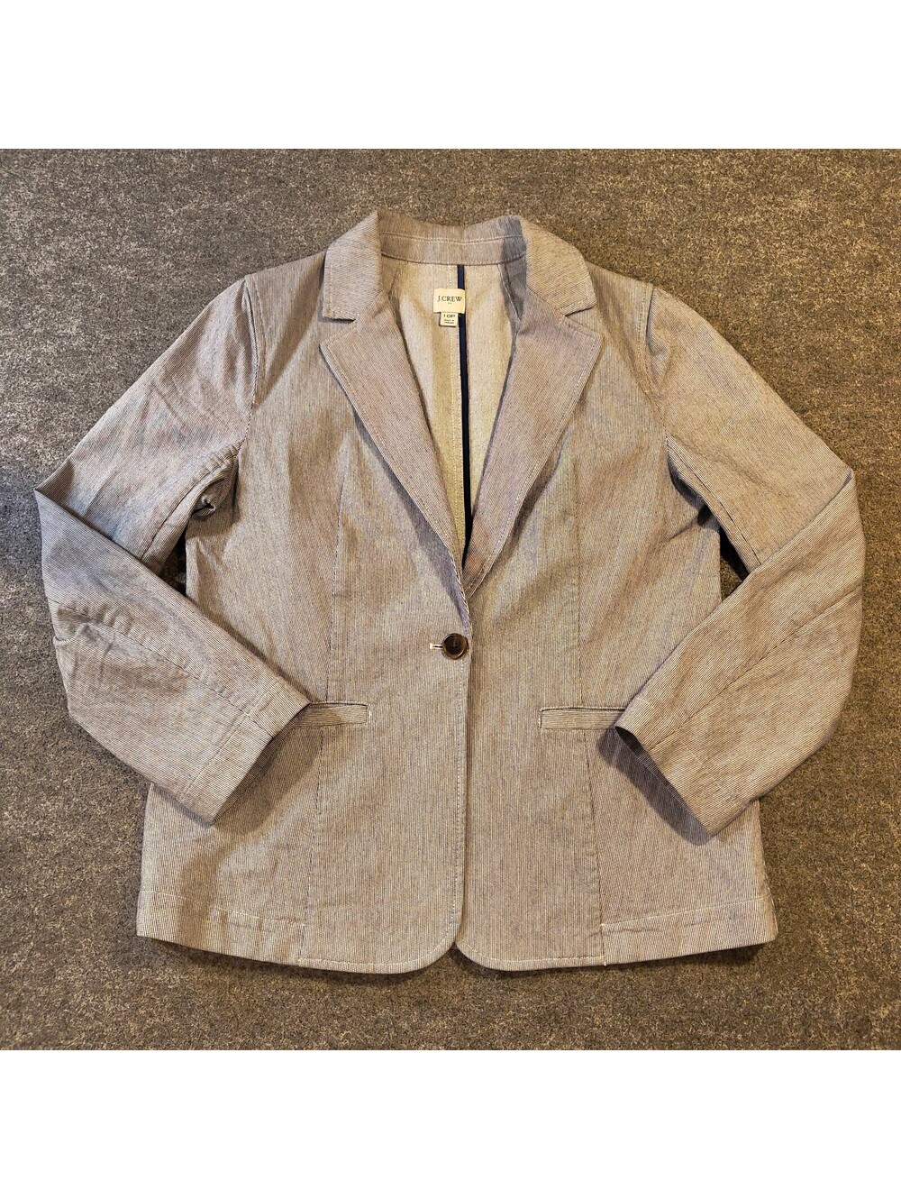 J.Crew Seersucker Blazer Jacket Womens Size 10P Petite Striped